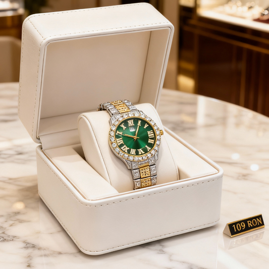 Ceas Smarald cu Pietre Zirconiu