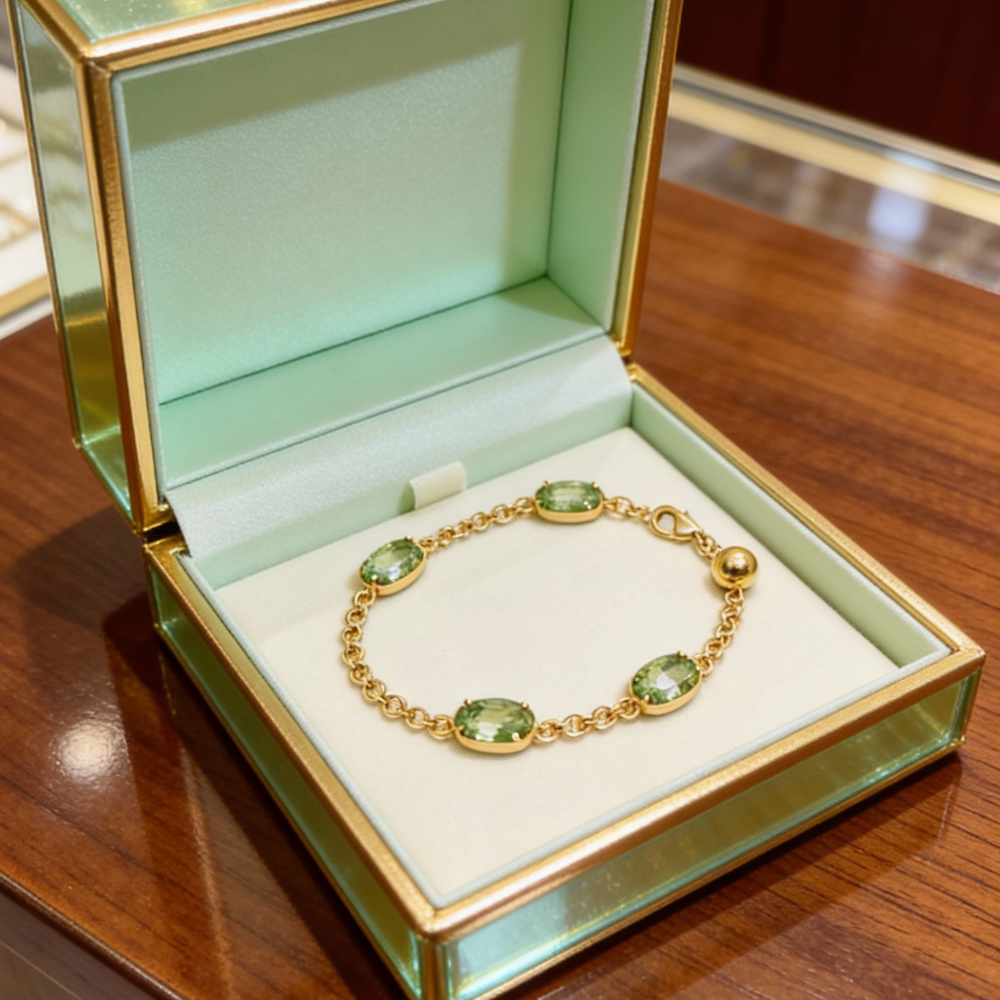 Bratara Aurie cu Cristale Smarald